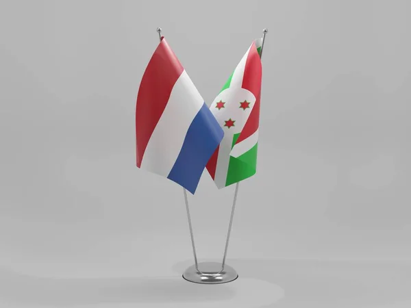 Burundi Niederlande Flaggen Der Zusammenarbeit Weißer Hintergrund Render — Stockfoto