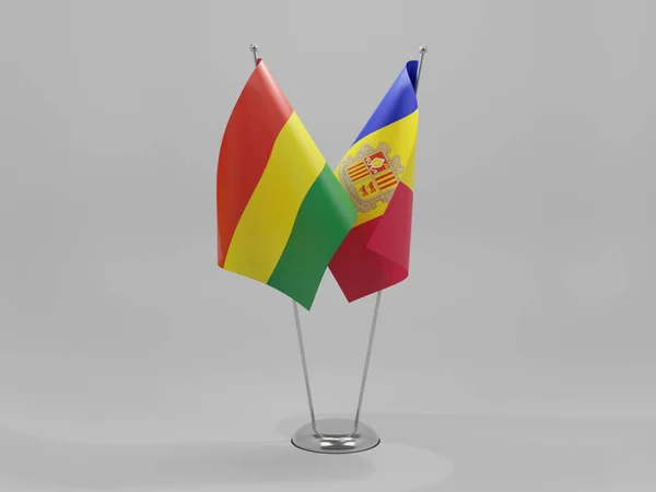 Andorra Bandeiras Cooperação Bolívia Fundo Branco Render — Fotografia de Stock