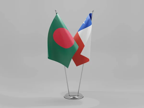 Σημαίες Συνεργασίας Χιλής Μπανγκλαντές Λευκό Φόντο Render — Φωτογραφία Αρχείου