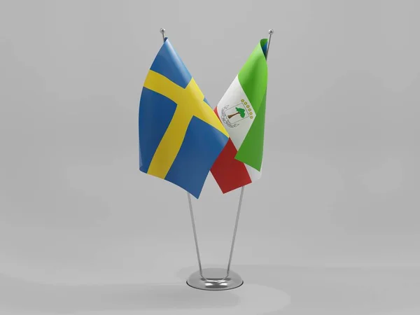 Guinea Ecuatorial Suecia Banderas Cooperación Fondo Blanco Render — Foto de Stock