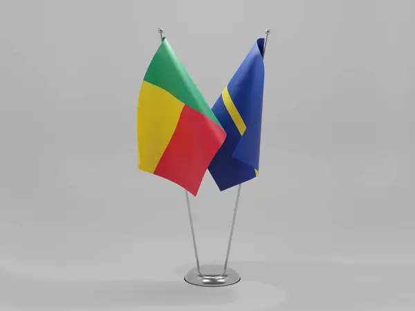 Nauru Benin Cooperation Flags White Background Render — Stock Photo, Image