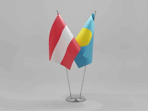 Palau Banderas Cooperación Austria Fondo Blanco Render —  Fotos de Stock