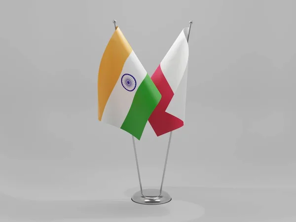 Πολωνία Ινδία Σημαίες Συνεργασίας Λευκό Φόντο Render — Φωτογραφία Αρχείου