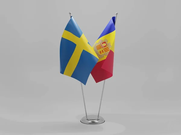 Andorra Sweden Cooperation Flags White Background Render — Stock Photo, Image