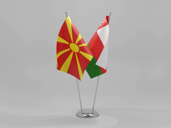 Bandeiras Cooperação Omã Macedônia Fundo Branco Render — Fotografia de Stock