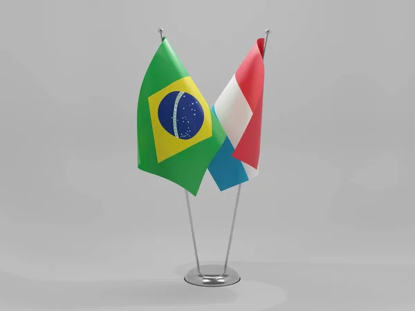 Luxemburgo Banderas Cooperación Brasil Fondo Blanco Render —  Fotos de Stock