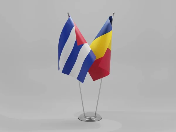 Ciad Bandiere Cooperazione Cuba Sfondo Bianco Render — Foto Stock