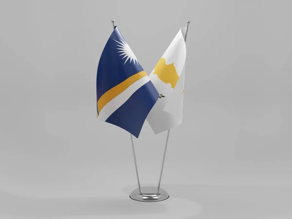 Cyprus Marshall Islands Cooperation Flags White Background Render — Stock Photo, Image