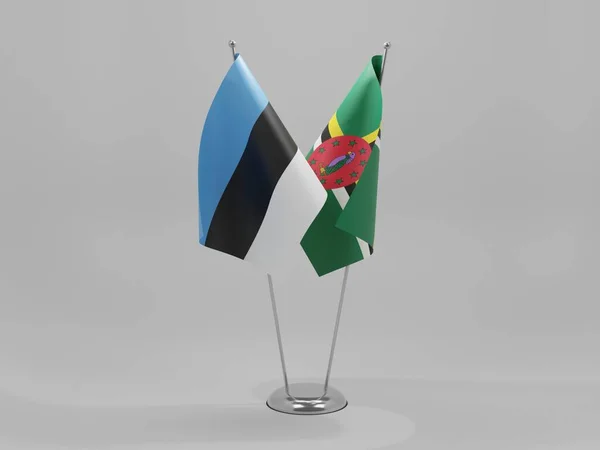 多米尼克 爱沙尼亚合作旗 白色背景 3D渲染 — 图库照片