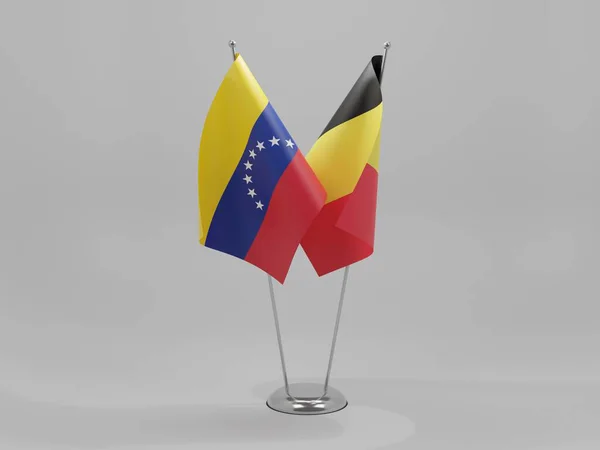 Belgia Wenezuela Flagi Współpracy Białe Tło Render — Zdjęcie stockowe