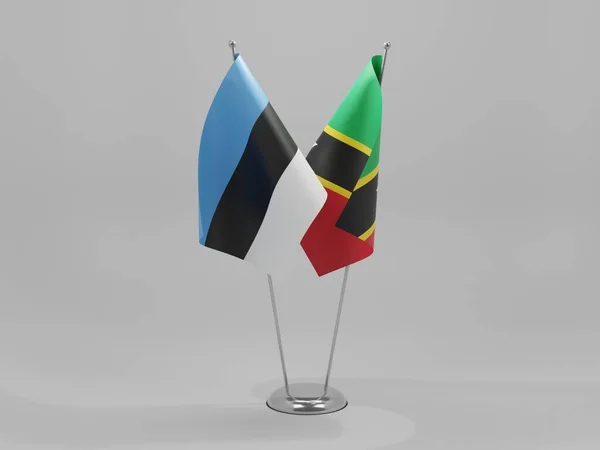 San Cristóbal Nieves Estonia Banderas Cooperación Fondo Blanco Render —  Fotos de Stock