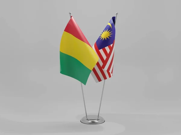 Μαλαισία Γουινέα Συνεργασία Σημαίες Λευκό Φόντο Render — Φωτογραφία Αρχείου