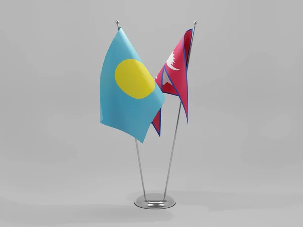 Nepal Palau Samenwerkingsvlaggen Witte Achtergrond Render — Stockfoto