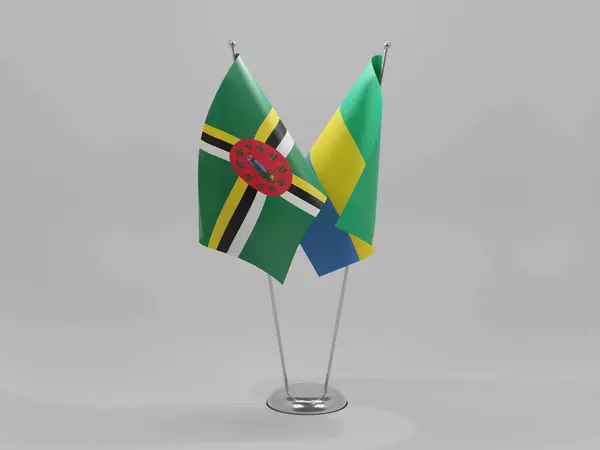 Gabon Bandiere Cooperazione Dominica Sfondo Bianco Render — Foto Stock
