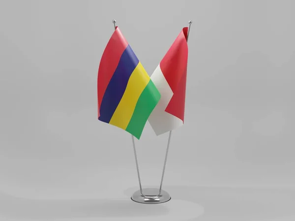 Monaco Mauritius Flaggor För Samarbete Vit Bakgrund Render — Stockfoto