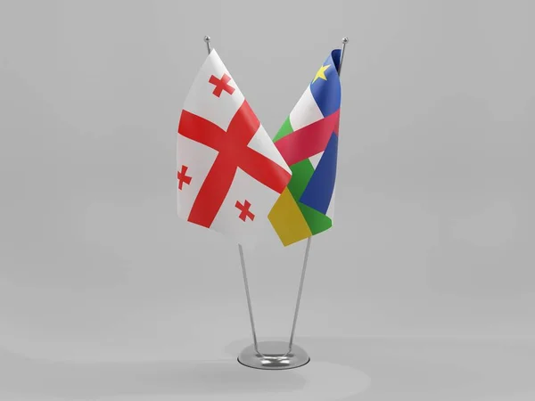 Repubblica Centrafricana Georgia Bandiere Cooperazione Sfondo Bianco Render — Foto Stock