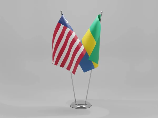 Gabon Flaggskeppsinitiativet Liberia Vit Bakgrund Render — Stockfoto