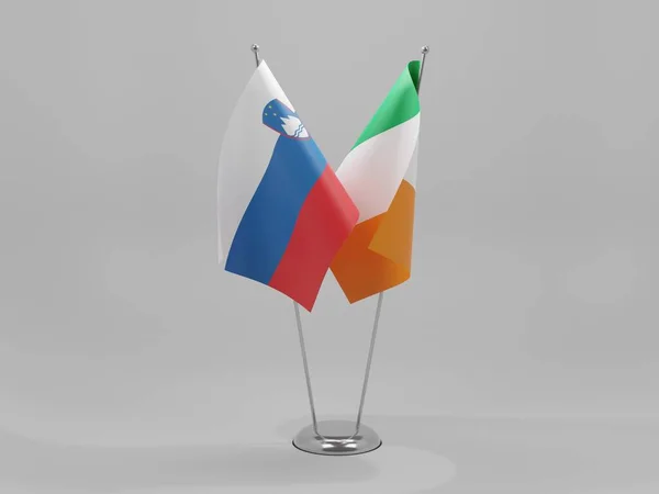 Irlanda Slovenia Bandiere Cooperazione Sfondo Bianco Render — Foto Stock