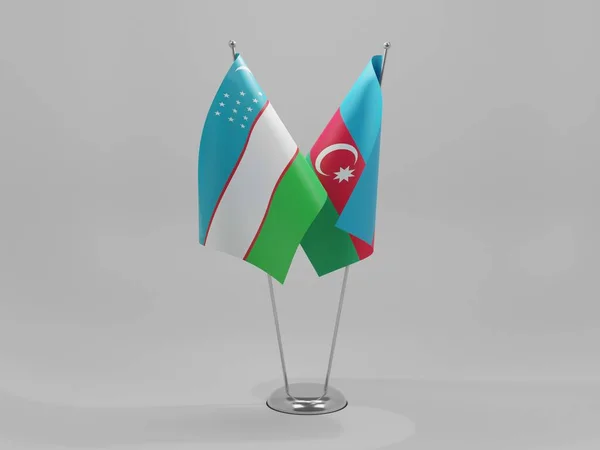 Азербайджан Узбекистан Співпраця Прапори Білий Фон Рендер — стокове фото