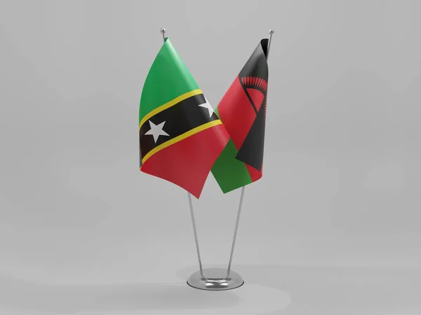 Malawi Banderas Cooperación San Cristóbal Nieves Fondo Blanco Render — Foto de Stock