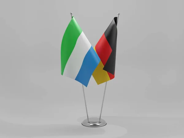 Alemania Banderas Cooperación Sierra Leona Fondo Blanco Render —  Fotos de Stock