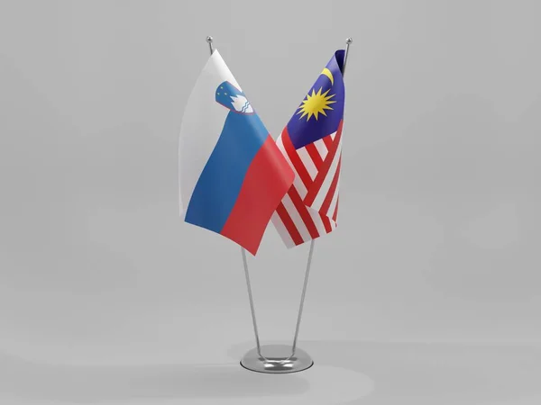 Malaisie Drapeaux Coopération Slovénie Fond Blanc Render — Photo