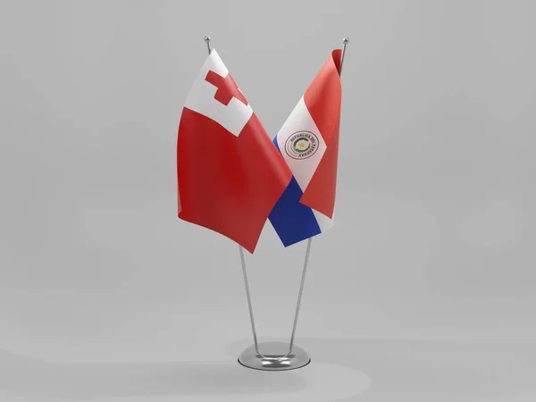 Paraguay Tonga Flaggen Weißer Hintergrund Render — Stockfoto