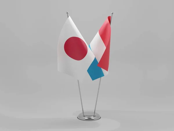 ルクセンブルク 日本協力旗 白の背景 3Dレンダリング — ストック写真