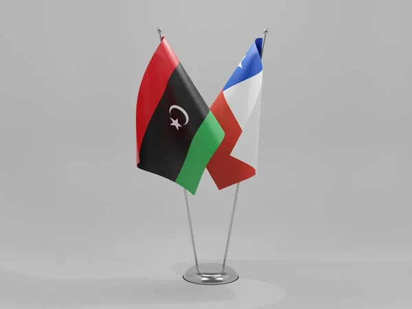 Chile Vlajky Spolupráce Libye Bílé Pozadí Vykreslování — Stock fotografie