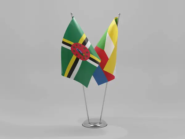 Komoren Dominica Flaggen Weißer Hintergrund Render — Stockfoto