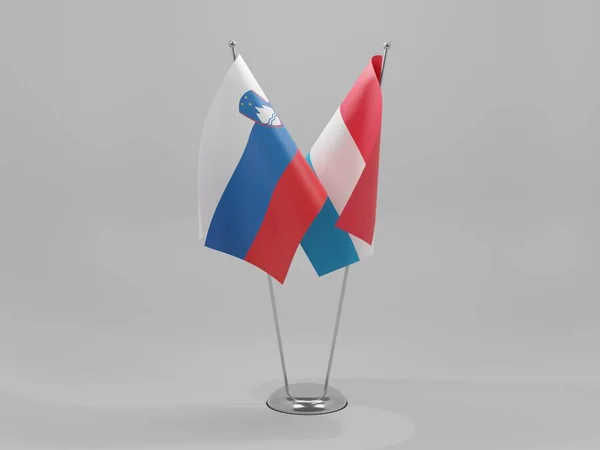 Luxemburgo Eslovenia Banderas Cooperación Fondo Blanco Render — Foto de Stock