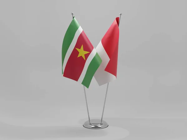 Monaco Suriname Együttműködési Zászlók Fehér Háttér Render — Stock Fotó