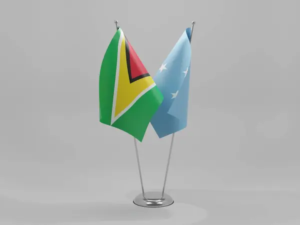 Micronesia Banderas Cooperación Guyana Fondo Blanco Render —  Fotos de Stock