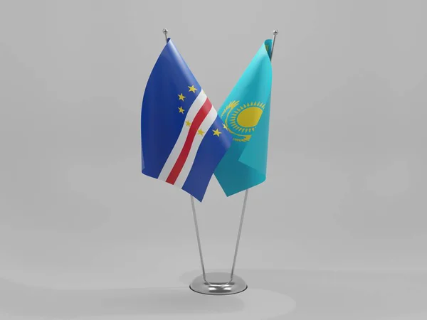 Kazachstan Kaapverdische Samenwerkingsvlaggen Witte Achtergrond Render — Stockfoto