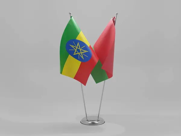 ベラルーシ エチオピア協力旗 白の背景 3Dレンダリング — ストック写真
