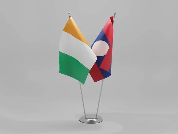 Laos Drapeaux Coopération Côte Ivoire Fond Blanc Render — Photo