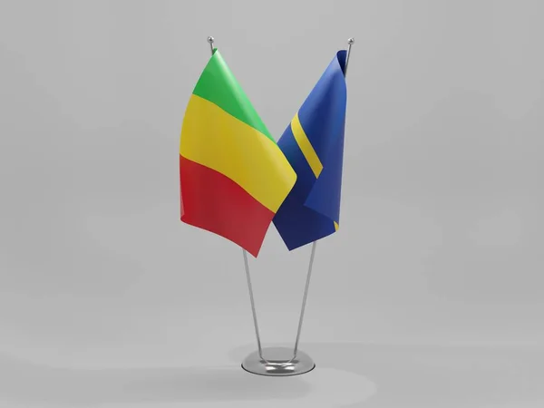 Drapeaux Coopération Nauru Mali Fond Blanc Render — Photo