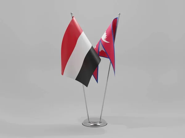 Nepál Jemenské Vlajky Spolupráce Bílé Pozadí Vykreslování — Stock fotografie