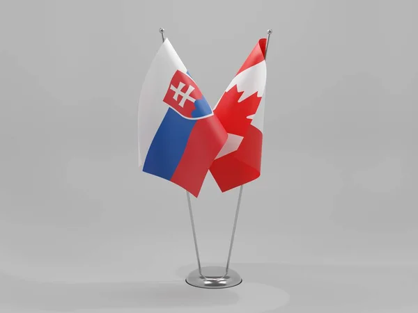 Καναδάς Σλοβακία Σημαίες Συνεργασίας Λευκό Φόντο Render — Φωτογραφία Αρχείου