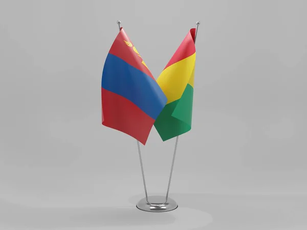 Guinea Banderas Cooperación Mongolia Fondo Blanco Render —  Fotos de Stock