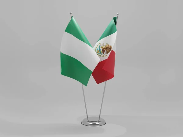 Meksika Nijerya Şbirliği Bayrakları Beyaz Arkaplan Render — Stok fotoğraf