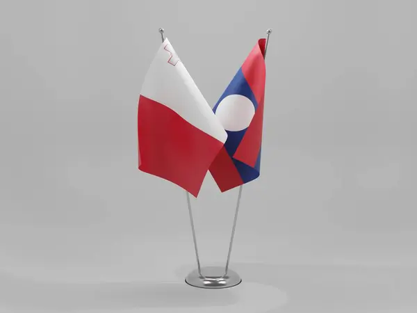 Laos Maltese Samenwerkingsvlaggen Witte Achtergrond Render — Stockfoto