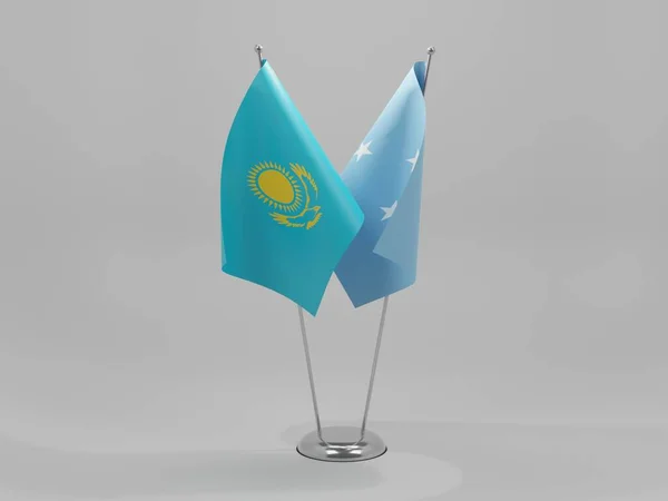 Micronesia Казахстан Співпраця Flags White Background Render — стокове фото