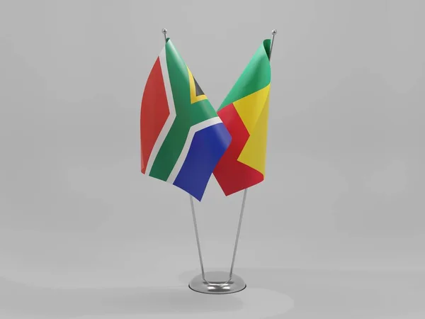 Benin Banderas Cooperación Sudáfrica Fondo Blanco Render —  Fotos de Stock