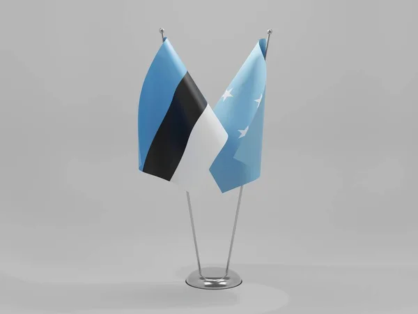 Micronesia Estonia Cooperation Flags White Background Render — Stock Photo, Image