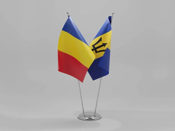 Барбадос Румунія Співпраця Прапори Білий Фон Рендер — стокове фото