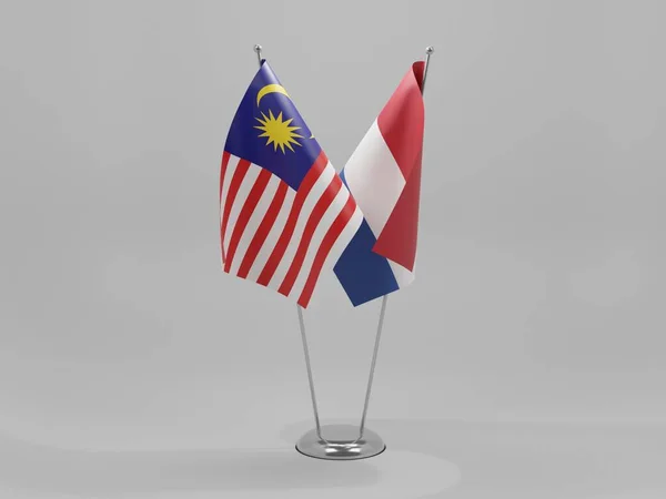 Pays Bas Malaisie Drapeaux Coopération Fond Blanc Render — Photo