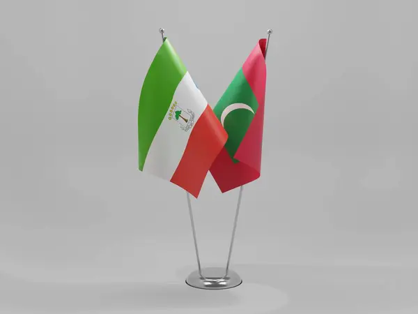 Μαλδίβες Ισημερινή Γουινέα Σημαίες Συνεργασίας Λευκό Φόντο Render — Φωτογραφία Αρχείου
