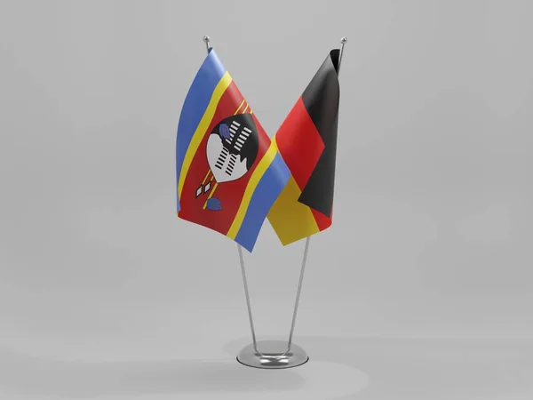 Alemania Banderas Cooperación Suazilandia Fondo Blanco Render —  Fotos de Stock