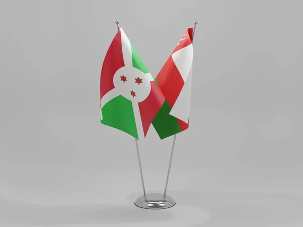 Oman Burundi Cooperation Flags White Background Render — 스톡 사진